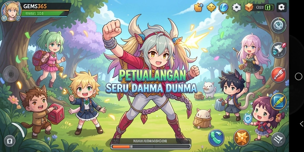 Tampilan gameplay GEMS365 yang menarik dan penuh warna.