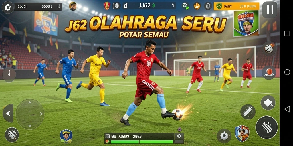 Tangkapan layar utama JJ62 menunjukkan aksi olahraga yang mendebarkan.