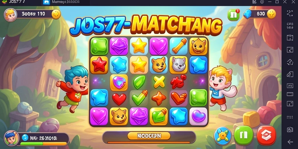 Tangkapan layar JOS77 menampilkan gameplay Match-3 yang seru.