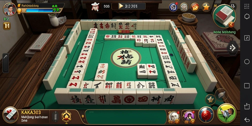 Screenshot gameplay KAKA303 menampilkan keseruan mencocokkan ubin Mahjong.