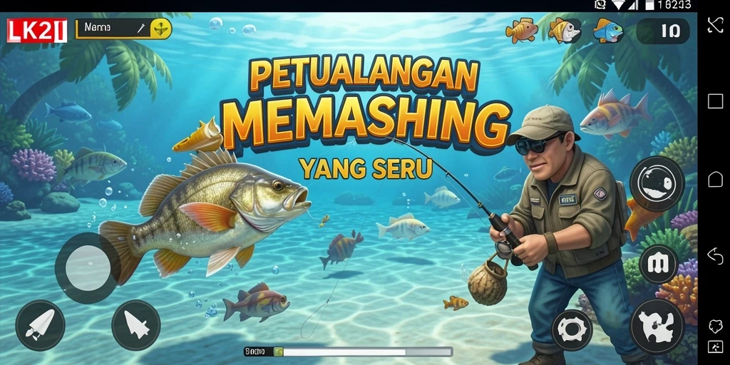 Tampilan gameplay LK21 yang menarik saat memancing ikan.