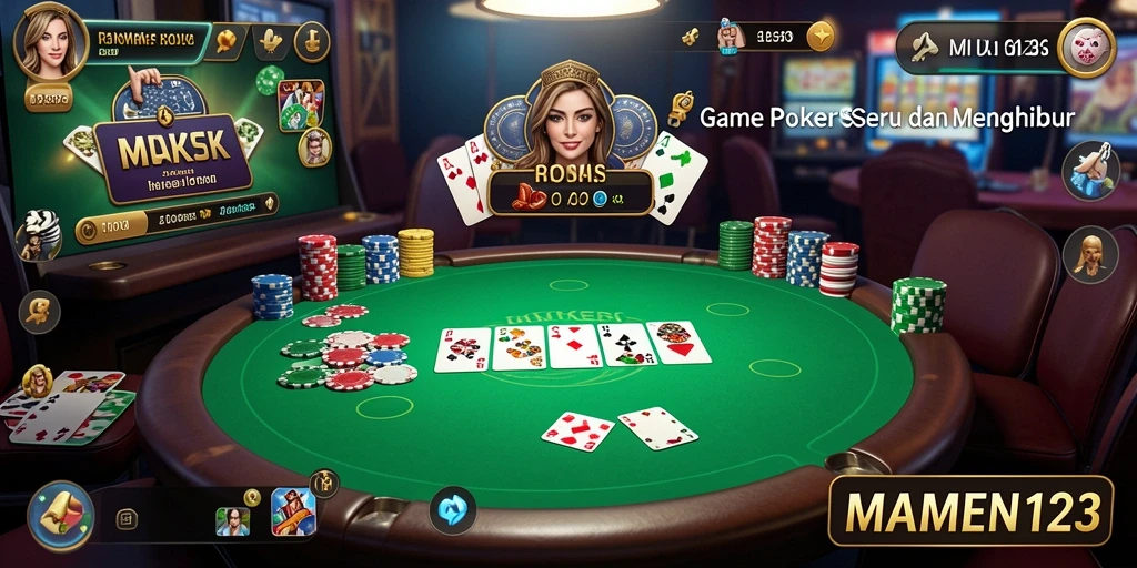 Gameplay Poker yang seru di MAMEN123 dengan interaksi pemain.