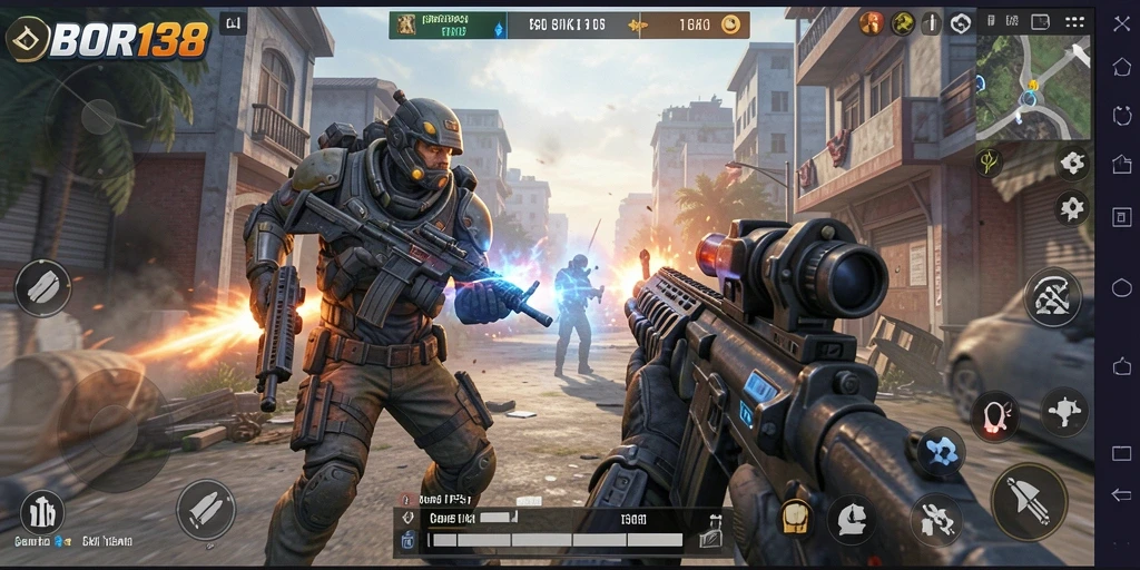 Screenshot utama OBOR138 menunjukkan intense gameplay TPS yang mengesankan.