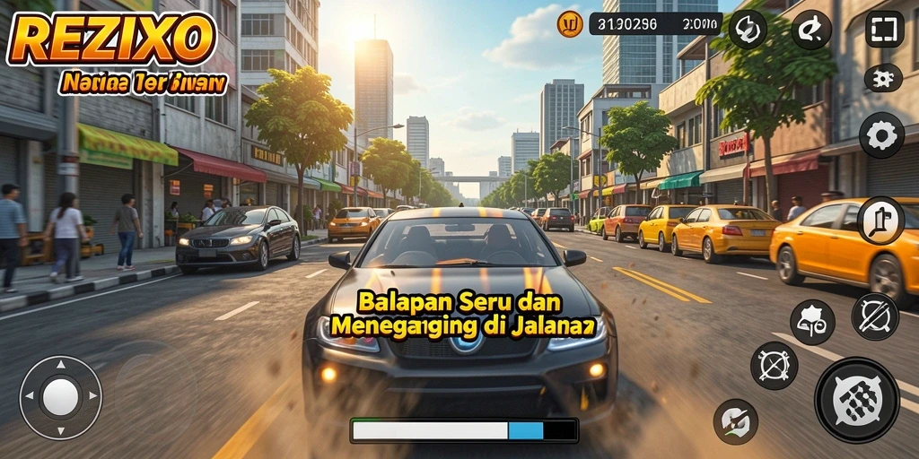 Tampilan balapan menegangkan dengan grafis yang memukau di REZIXO.