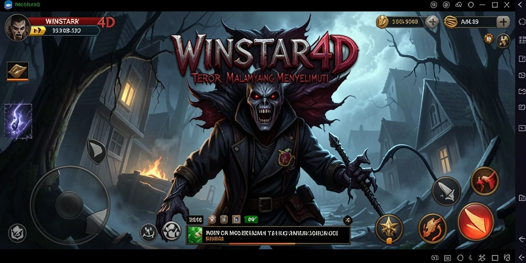 Screenshot gameplay WINSTAR4D yang menunjukkan suasana menakutkan dan mencekam.